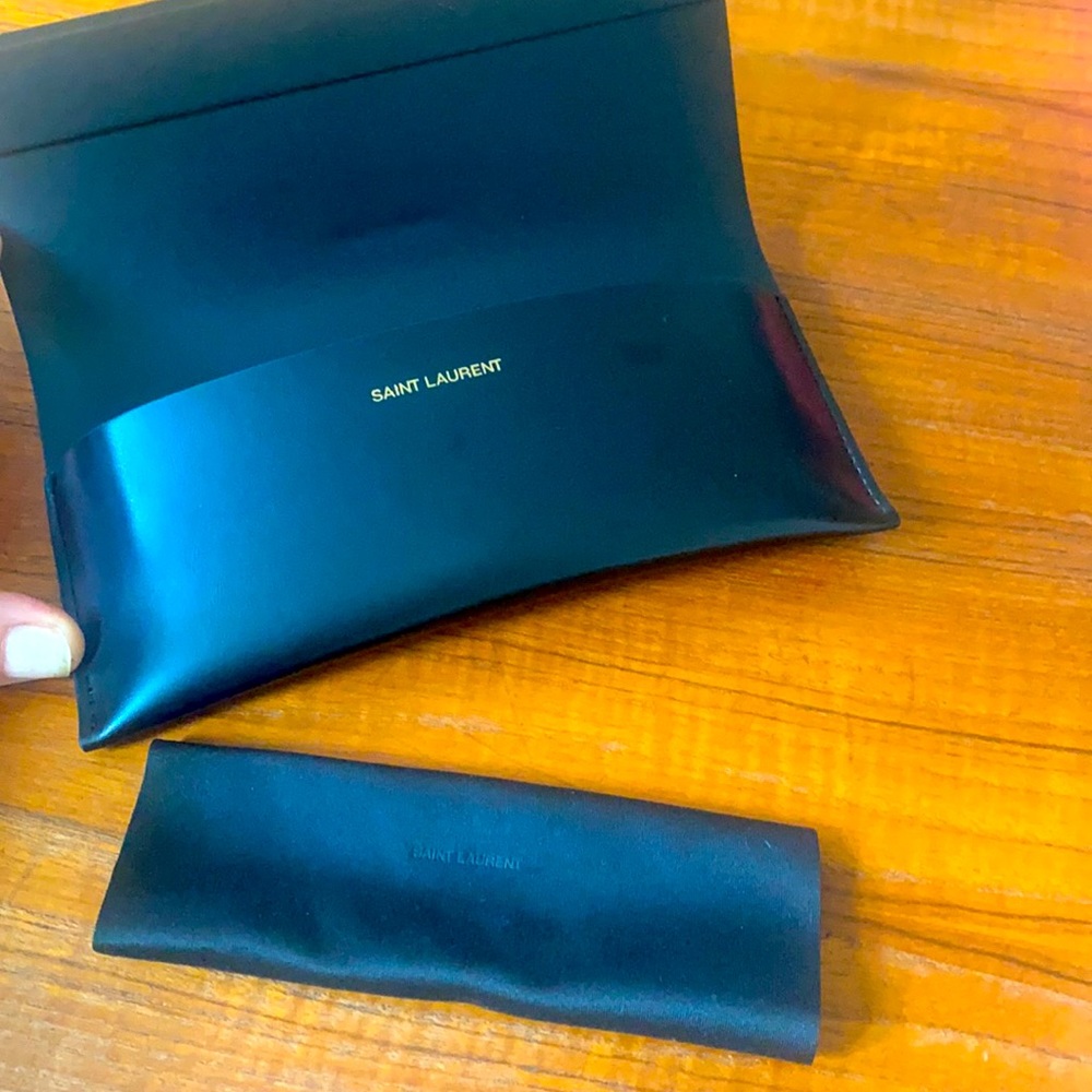 leather SAINT LAURENT sunglasses case